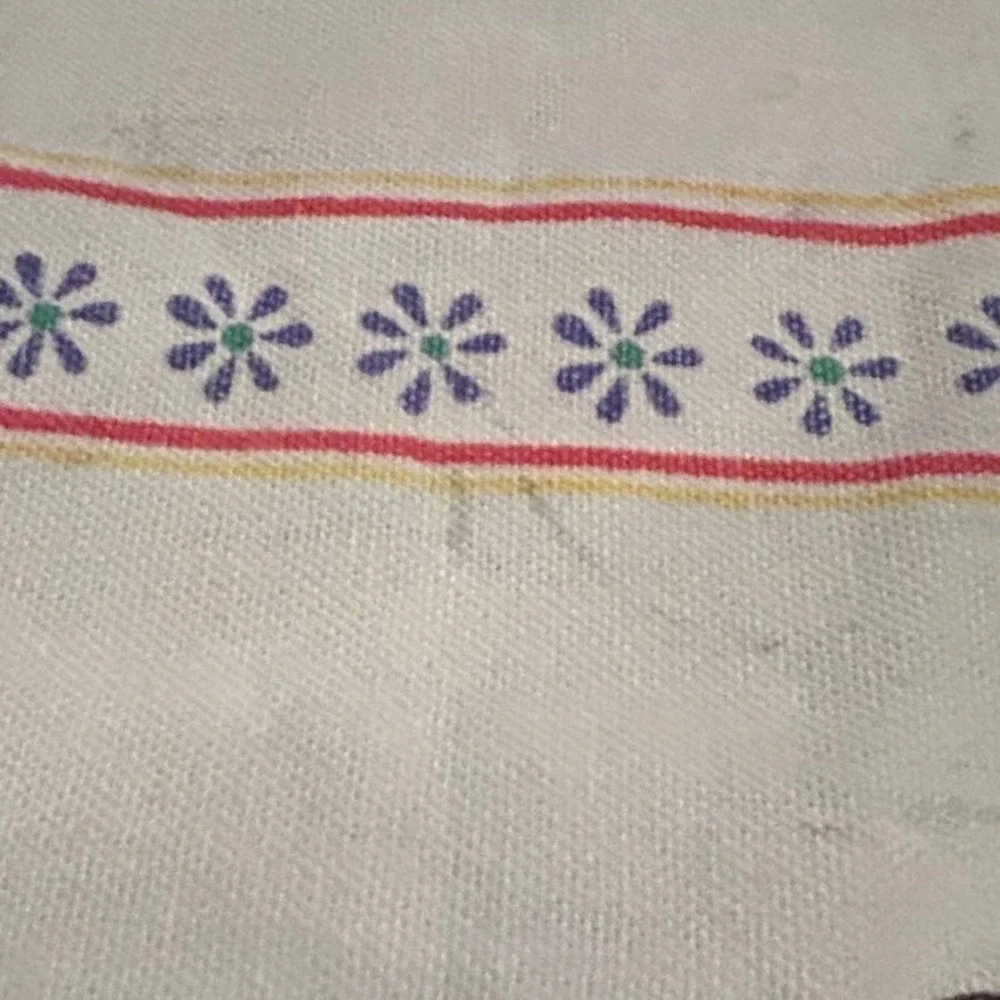 Vintage 80s Tea Towel Mushroom Fruit Botanical Cotton Cottagecore Farmhouse